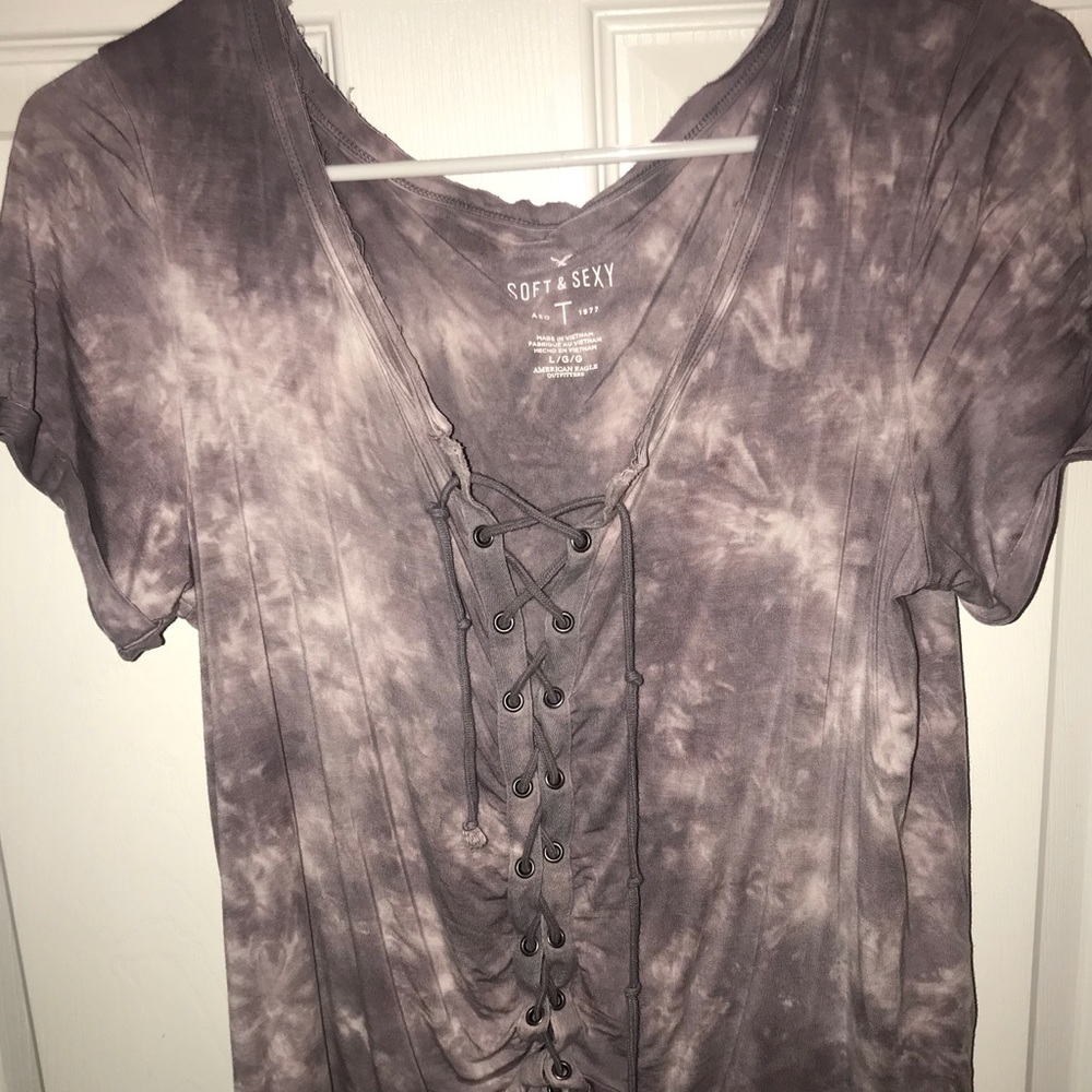 Tie dye lace up shirt